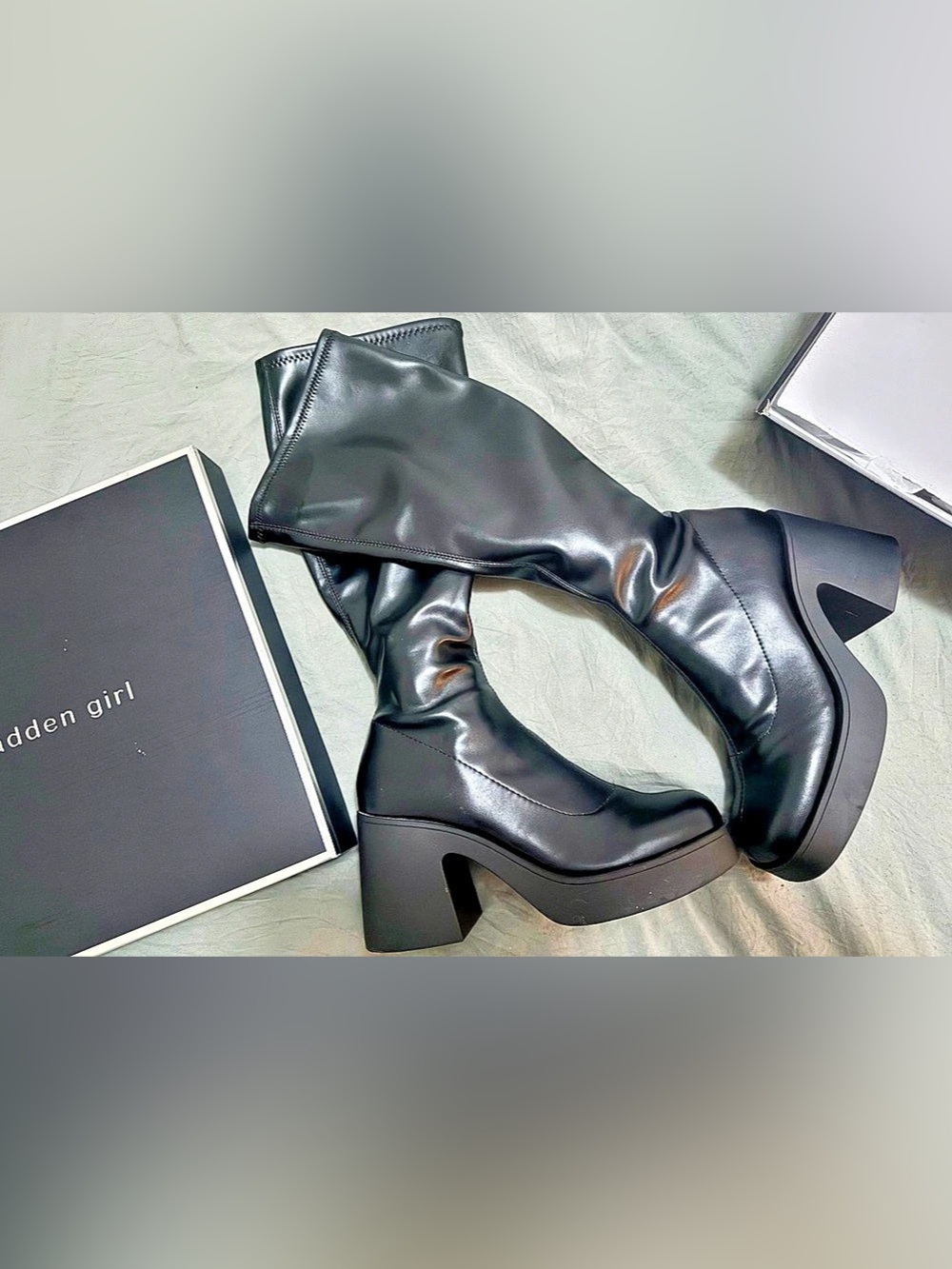 Madden girl - Spy Stretch Knee High Block Heel Boots - Picture 2 of 4